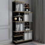 Bookcase Gassim black-walnut-white 80x24.6x160cm