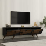 Tv stand Trida walnut with anthracite color 160x35x45cm - Image 2