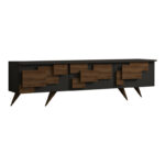 Tv stand Trida walnut with anthracite color 160x35x45cm - Image 3