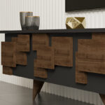 Tv stand Trida walnut with anthracite color 160x35x45cm - Image 5