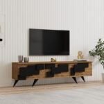Tv stand Trida oak with black color 160x35x45cm