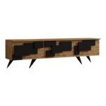 Tv stand Trida oak with black color 160x35x45cm - Image 3