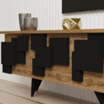 Tv stand Trida oak with black color 160x35x45cm - Image 5