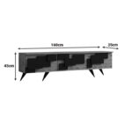 Tv stand Trida oak with black color 160x35x45cm - Image 6