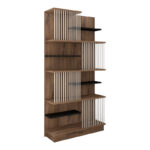 Bookcase Gassim sonoma with anthracite and white 80x24.6x160cm - Image 2