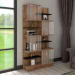 Bookcase Gassim sonoma with anthracite and white 80x24.6x160cm