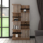 Bookcase Gassim sonoma with anthracite and white 80x24.6x160cm - Image 3