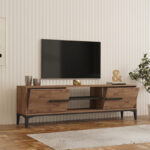 Tv stand Eslem oak with anthracite color 160x34.6x45cm - Image 2