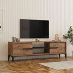 Tv stand Eslem oak with anthracite color 160x34.6x45cm