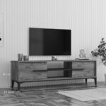 Tv stand Eslem oak with anthracite color 160x34.6x45cm - Image 3