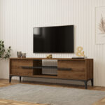 Tv stand Eslem walnut with anthracite color 160x34.6x45cm