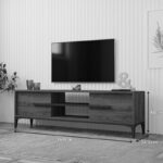 Tv stand Eslem walnut with anthracite color 160x34.6x45cm - Image 3