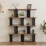 Bookcase Ratu anthracite with oak color 120x24.6x141cm - Image 2