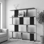 Bookcase Ratu anthracite with oak color 120x24.6x141cm - Image 4
