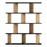 Bookcase Ratu walnut with anthracite color 120x24.6x141cm - Image 3