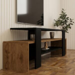 Tv stand Lenour in sonoma with black color 150x35x45cm - Image 3