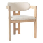 Winsor beige teddy fabric-natural color rubberwood 58.5x51x76cm