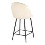 Medium height bar stool Perch velvet cream-black metal legs 50x53x99cm - Image 2
