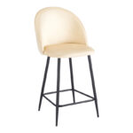 Medium height bar stool Perch velvet cream-black metal legs 50x53x99cm
