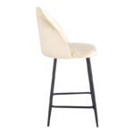 Medium height bar stool Perch velvet cream-black metal legs 50x53x99cm - Image 3