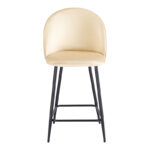Medium height bar stool Perch velvet cream-black metal legs 50x53x99cm - Image 4