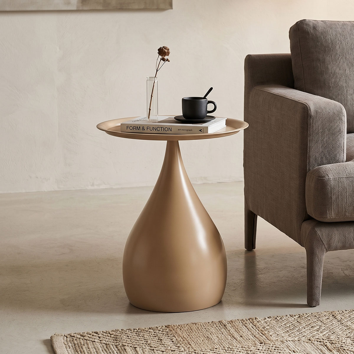 128-000080 Samino metal side table in cappuccino shade D39x46cm - Слика 1
