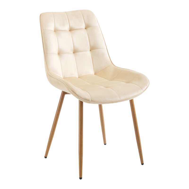 128-000083 Berne chair cream velvet-leg in natural shade 53x62x84cm - Слика 1
