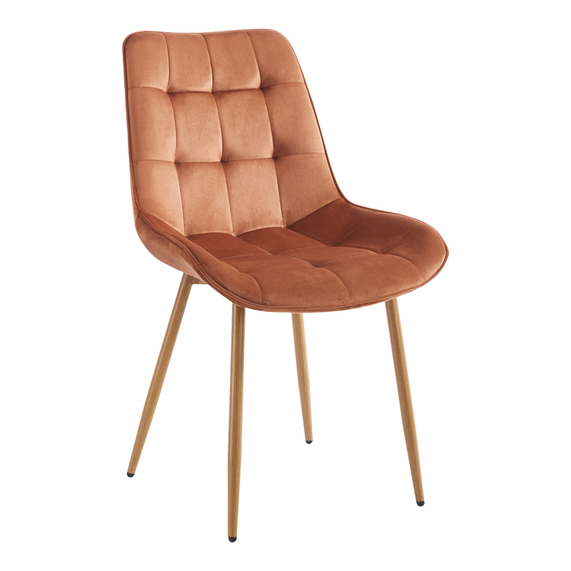 128-000084 Berne chair brown velvet-leg in natural shade 53x62x84cm - Слика 1