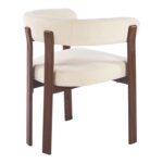 Armchair Erebus cream fabric with walnut metal leg 64x55x76.5cm - Слика 2