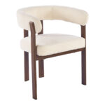 Armchair Erebus cream fabric with walnut metal leg 64x55x76.5cm