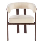 Armchair Erebus cream fabric with walnut metal leg 64x55x76.5cm - Слика 4