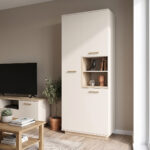 Cabinet column Norda cream with oak color 199,5x40x80cm