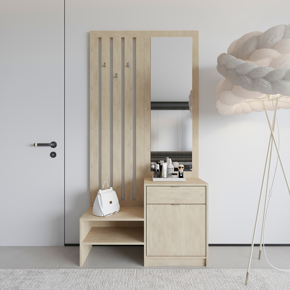 192-000065 Entrance unit with mirror Citra sonoma 100x34.3x199.5cm - Image 1