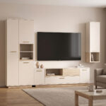 Living room set Norda cream with oak color 187x40x58.4cm
