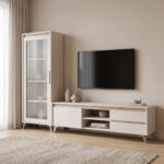 Living room set Belka cream with oak color 210x45x152.6cm