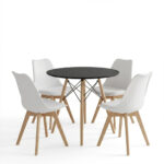 Dining Set with Gaston Chairs Black & Julita BlackTable Ø80x73cm 5Pieces - Image 2
