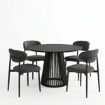 Dining Room with Folegio Anthracite Chairs and Domonic Black Table D100x75cm Set of 5pcs - Слика 2