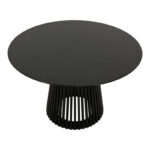 Dining Room with Folegio Cream Chairs and Domonic Black Table D100x75cm Set of 5pcs - Image 4