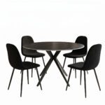 Dining Room with Bella Black Chairs and Orbital Black Table D120x76cm Set of 5pcs - Слика 2