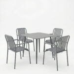 Dining set Heven Vista set of 5 pieces anthracite aluminum 80x80x72cm - Image 2