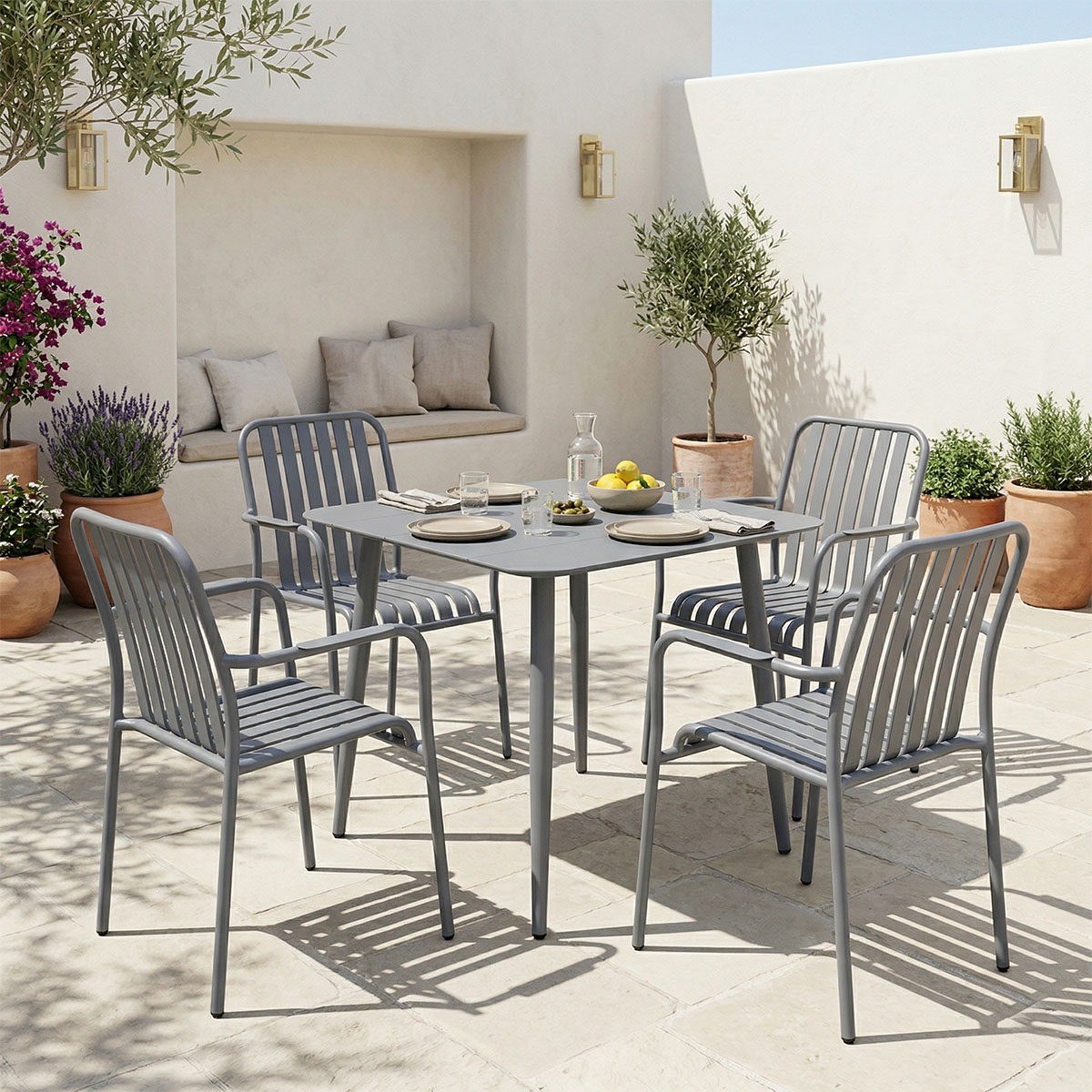 200-001614 Dining set Heven Vista set of 5 pieces anthracite aluminum 80x80x72cm - Image 1