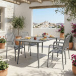 Dining set Heven Vista set of 5 pieces anthracite aluminum 150x80x72cm