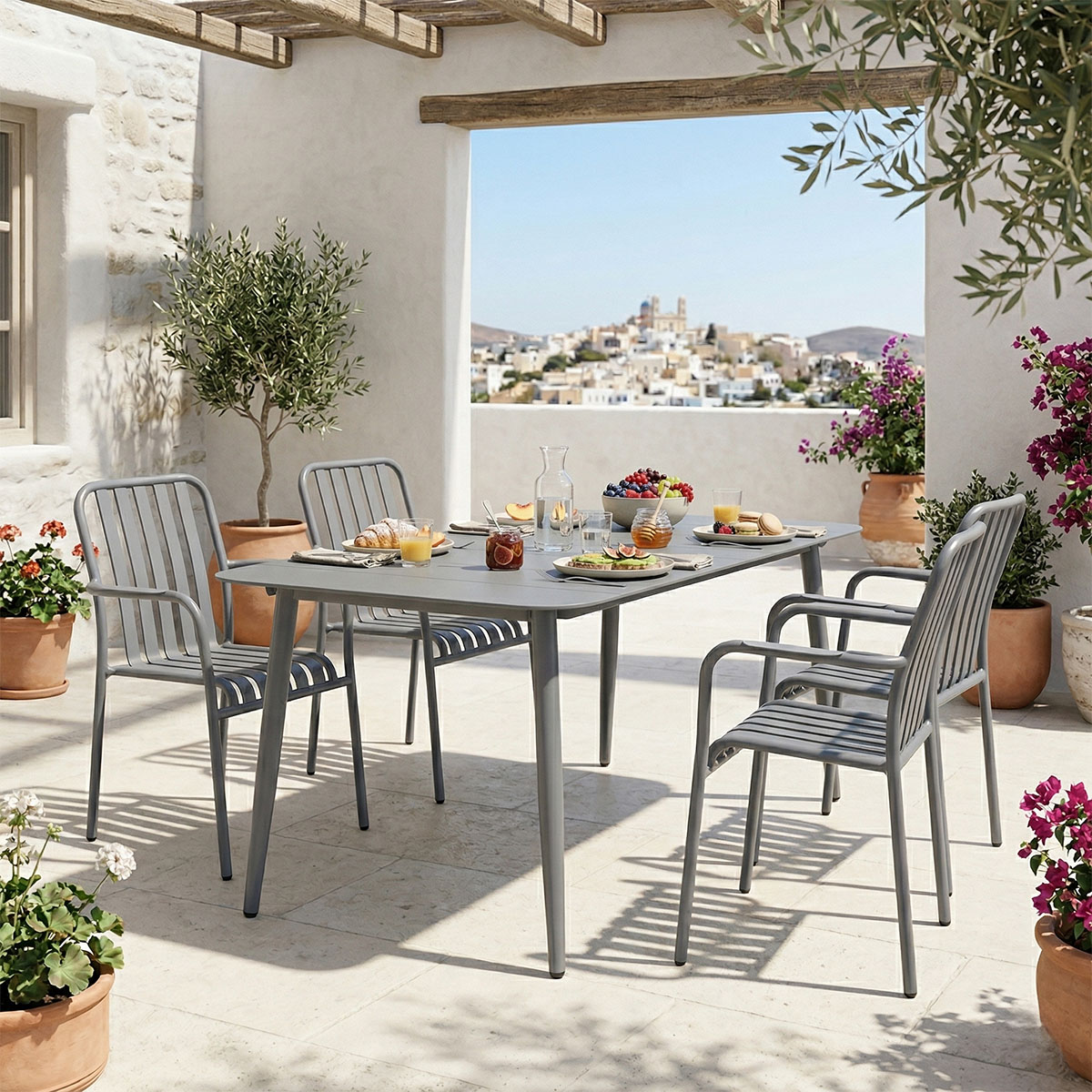 200-001617 Dining set Heven Vista set of 5 pieces anthracite aluminum 150x80x72cm - Image 1