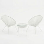 Acapulco Outdoor Lounge Chair set 3 pieces white metal frame with PE rattan D50x52 cm - Слика 2