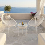 Acapulco Outdoor Lounge Chair set 3 pieces white metal frame with PE rattan D50x52 cm