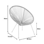 Acapulco Outdoor Lounge Chair set 3 pieces white metal frame with PE rattan D50x52 cm - Слика 3