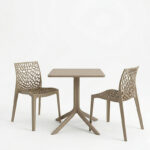 Dining table Groovy Hush 3 pcs cappuccino PP 60x60x76cm - Слика 2