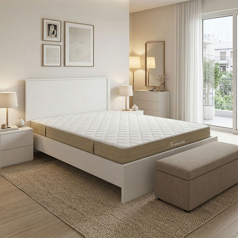 200-001660 Bed with mattress Athos-Nemesis white 160x200cm - Image 1