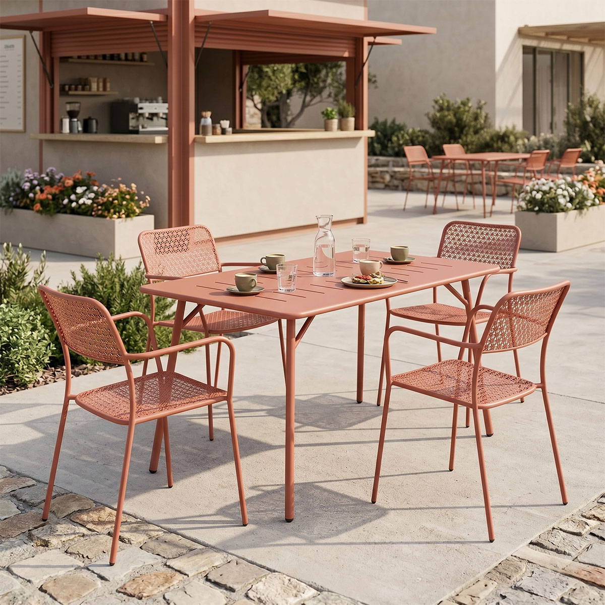 200-001687 Moraja Federal set of 5 pieces terracotta metal 140x80x72cm - Слика 1