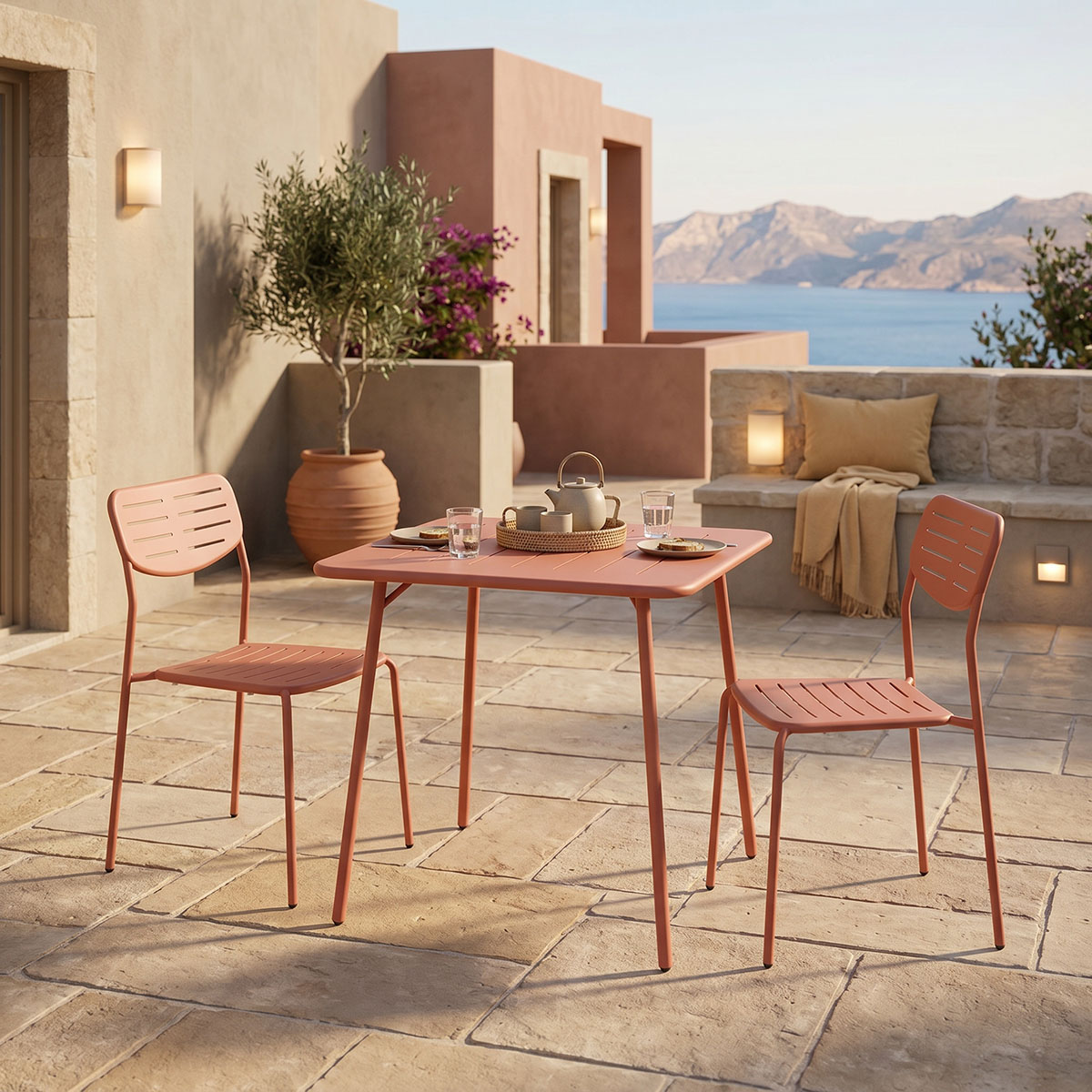 200-001697 Moraja Deraby I set of 3 pieces terracotta metal 70x70x73cm - Image 1